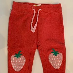 Baby Boden strawberry patch appliqué pants